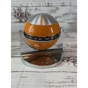 GE Round Orbiter Orange AM Transistor Radio Works  Vintage MCM Rare